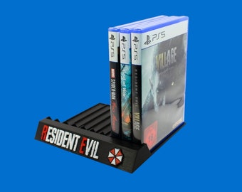 Resident Evil Umbrella Game Stand for Playstation PS5 and PS4 Games 3D Printed Case Organizer Steelbook Holder