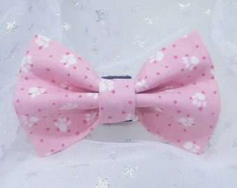 Pink with White Paw Prints Dog/Cat Bow Tie