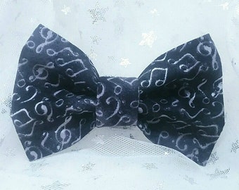 Gray with Musical Symbols Dog/Cat Bow Tie