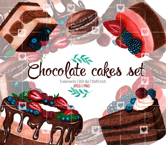 Sweet Clipart Aquarelle Clipart Chocolat Clipart De Gateaux Etsy