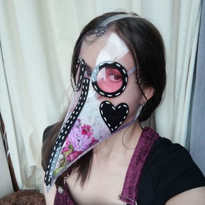 Heart Applique Translucent Plague Doctor Mask
