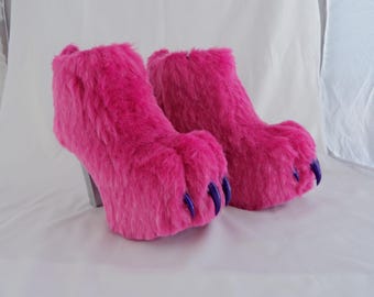 Zapatos con forma de pata hasta el tobillo - Gato de Cheshire rosa