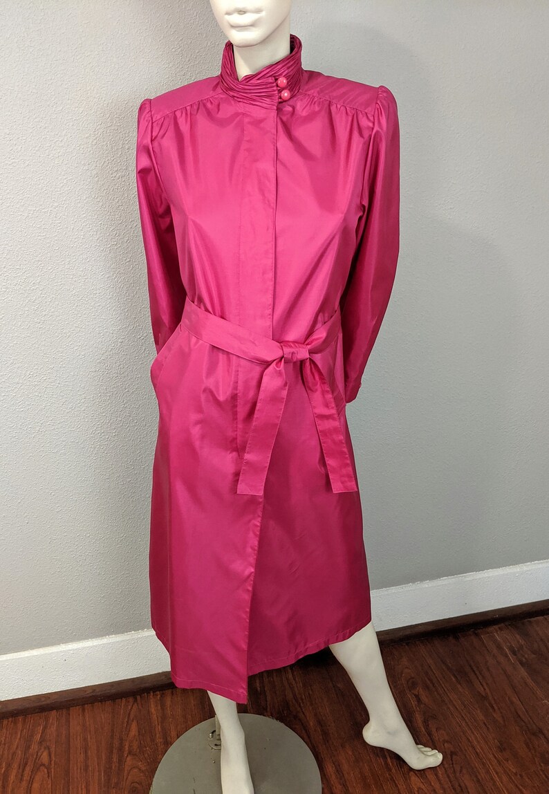 M/L Vintage Alorna Hot Pink Rain Coat 80s Long Jacket Size | Etsy
