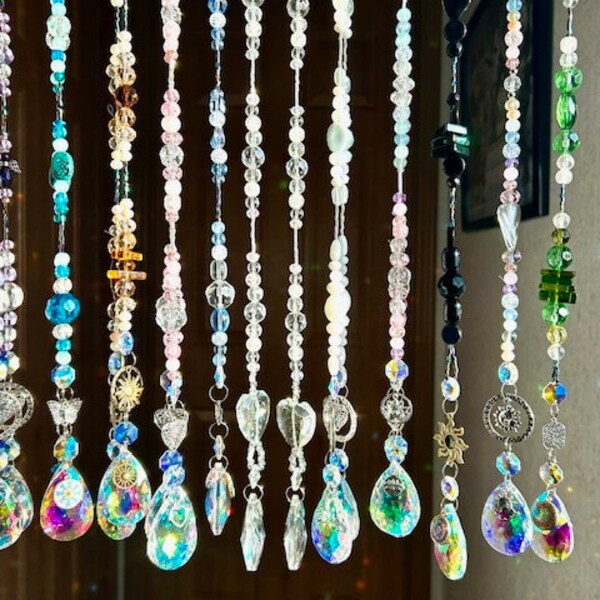 Long Sun Catcher Crystal Prism Window Decoration Glass Hanger Rainbow Maker Heart Charms Heart Lotus Butterfly Flowers Sun Anytime Gift