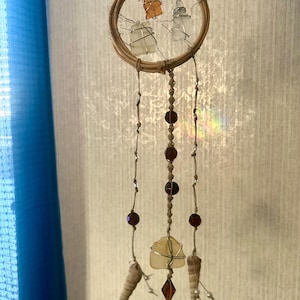 Sea glass sun catcher Dream catcher Macrame hanging Beachy gift  Coastal decor