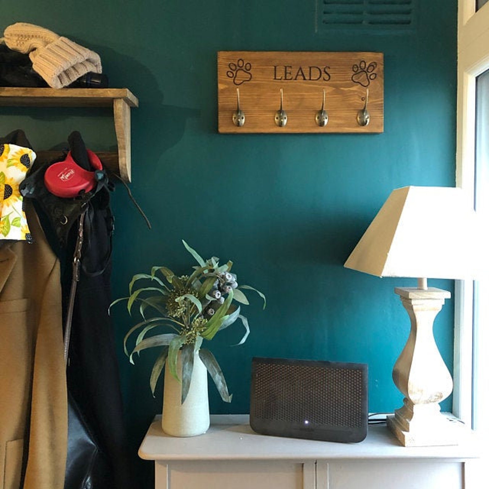 Personalised Engraved Wooden Dog Lead Holder Any Name Can Be Etsy