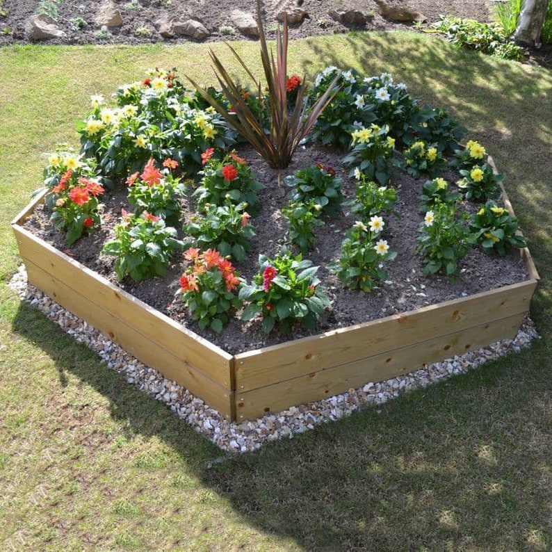 Pentagonal Timber Raised Garden Bed Tanalised Pressure Etsy UK