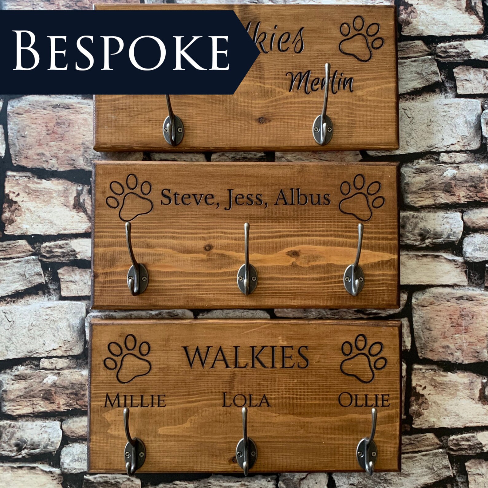 Personalised Engraved Wooden Dog Lead Holder Any Name can be Etsy