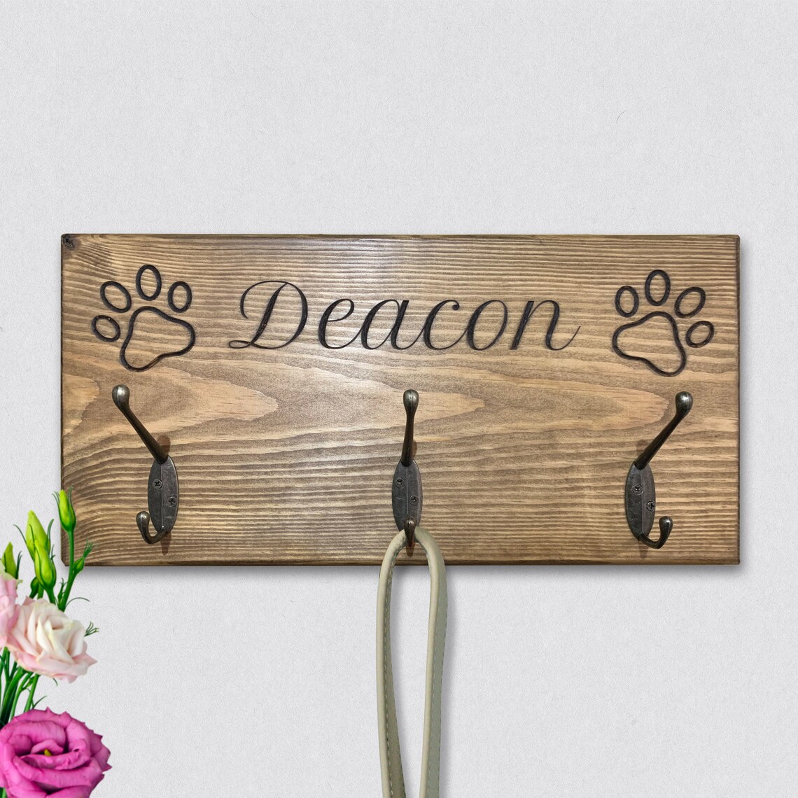 Personalised Engraved Wooden Dog Lead Holder Any Name can be Etsy