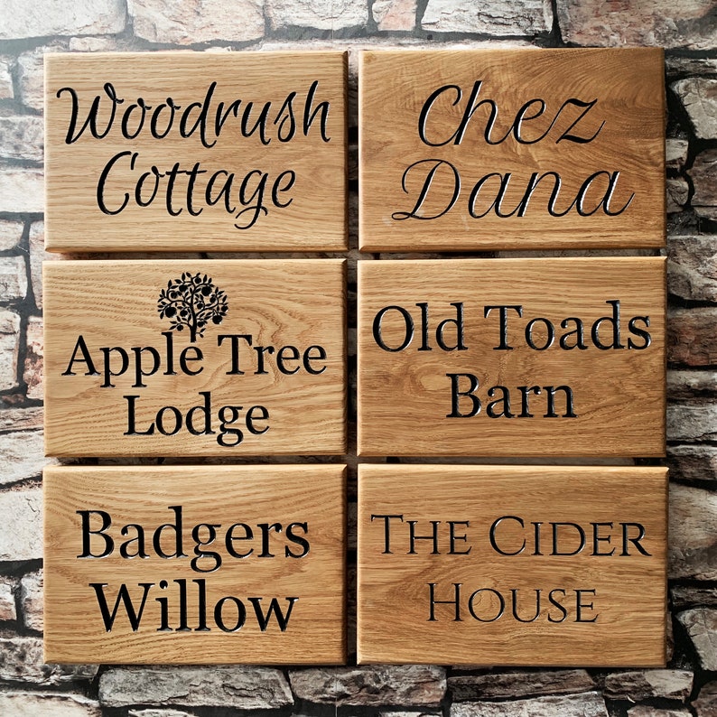 Personalised Oak Wooden House Sign – Deep Engraved Custom Name Plate – Made In UK