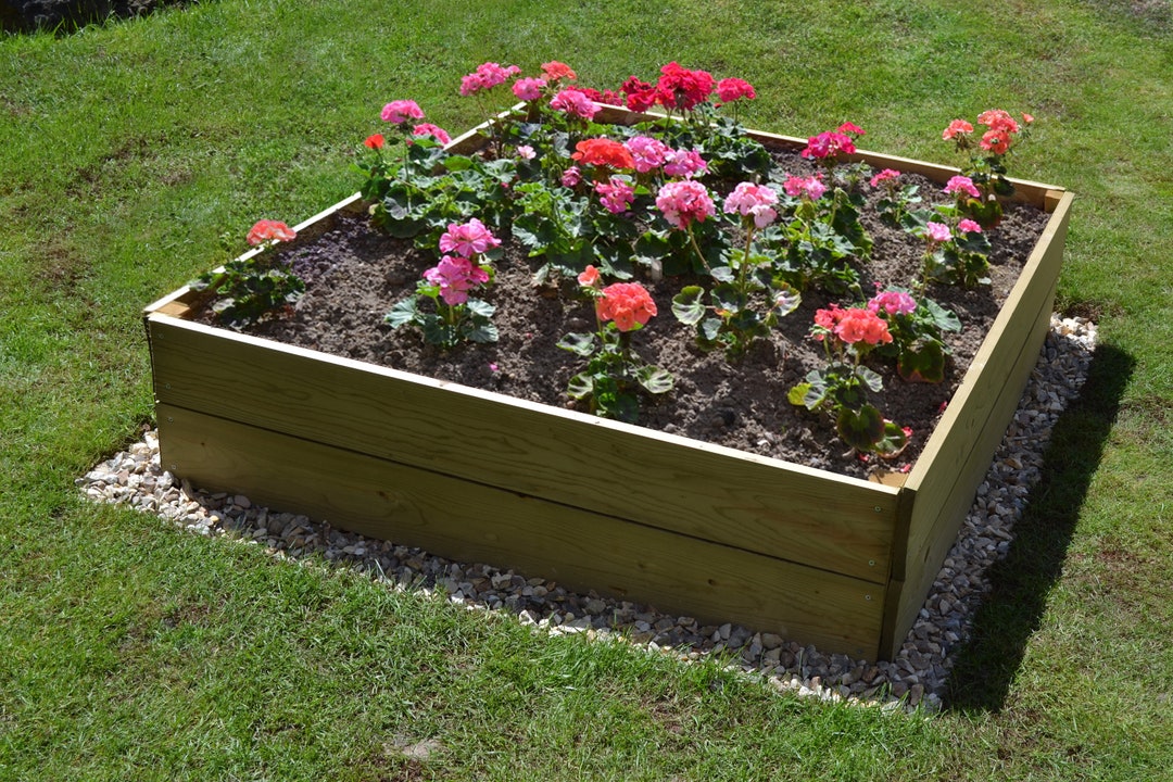 Square Timber Raised Garden Bed Tanalised, Pressure Treated, Planed