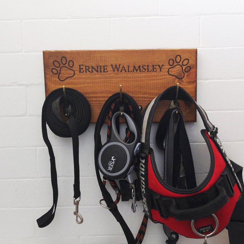 Personalised Engraved Wooden Dog Lead Holder Any Name Can Be Etsy