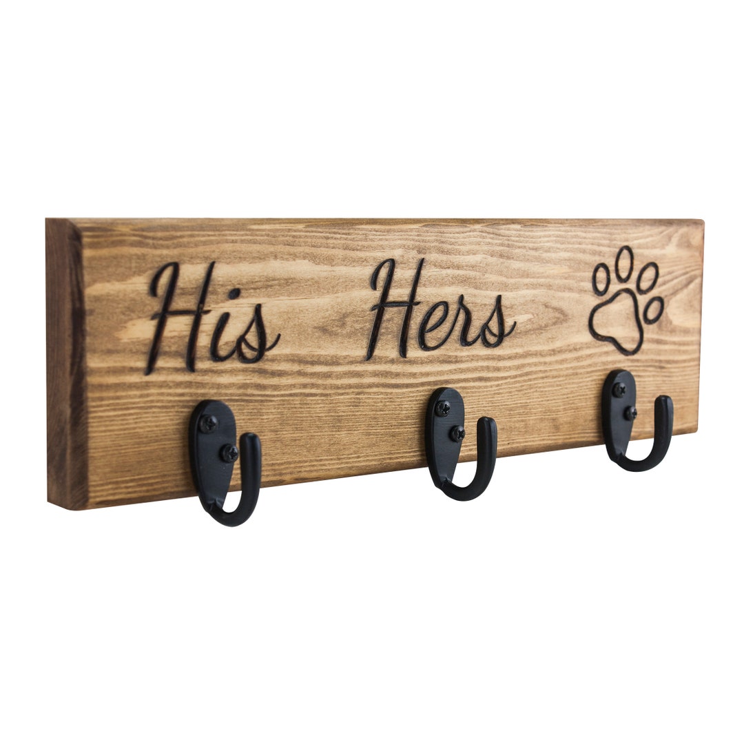 Personalised Engraved Wooden Dog Lead Holder His/hers or Any Name Can