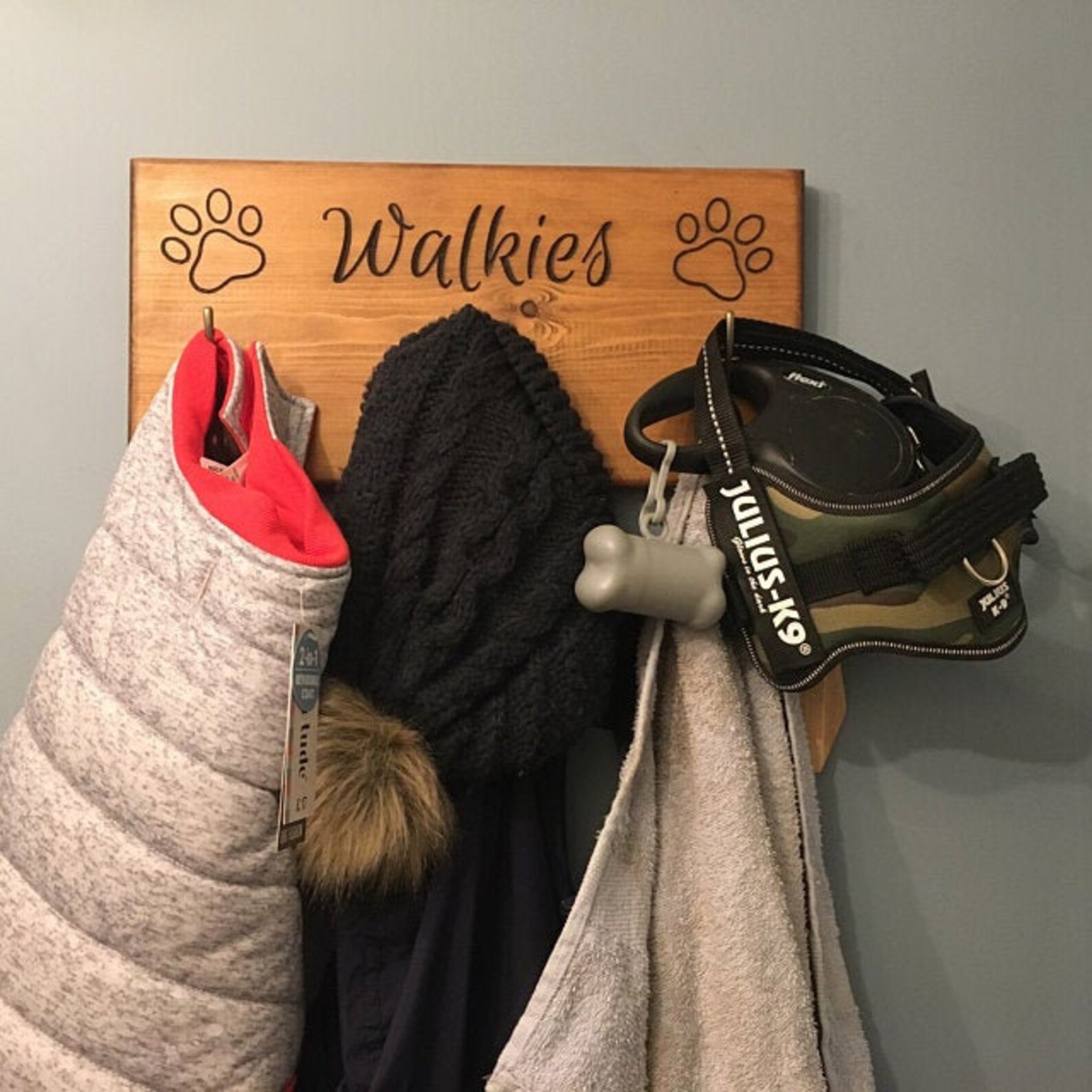 Personalised Engraved Wooden Dog Lead Holder Any Name Can Be Etsy