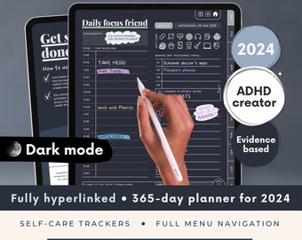 Digital Planner for ADHD: Science-Based Adult ADD Daily Planner, Self-Care, and Habit Tracker for iPad, GoodNotes, and Android