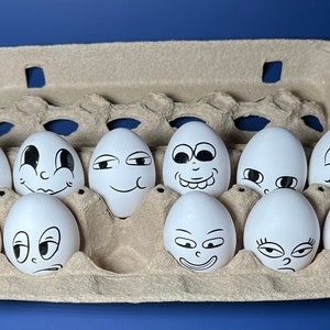 20 caras de dibujos animados de huevos de Pascua en total / Caras de huevos / Pegatinas de vinilo / Pegatinas de broma