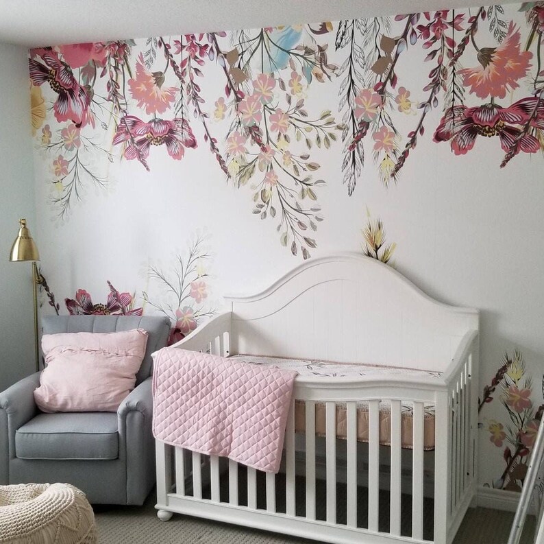 Field Flowers Mural Removable Wallpaper Florist Wall Art Etsy