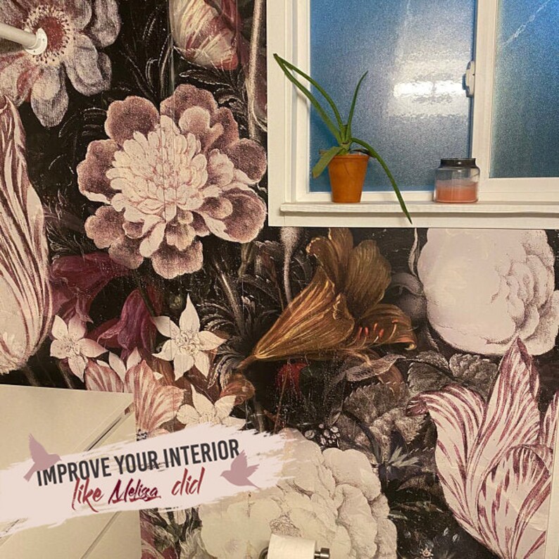 Dutch Floral Art Removable Wallpaper Vintage Painted Mural Etsy