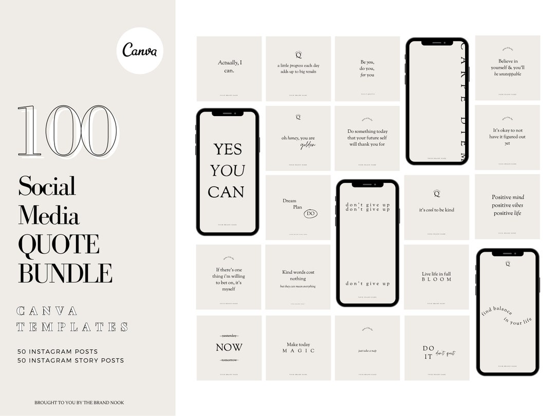 100 Quotes Bundle INSTANT DOWNLOAD Social Media Quote Templates Canva ...