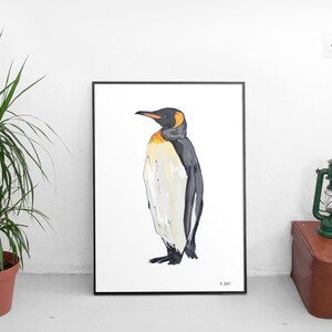 King Penguin Print/ Penguin/ Minimalistisch/ Dier/ Portret/ Zeeprint