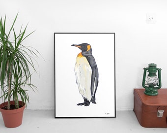 King Penguin Print/ Penguin/ Minimalist/ Animal/ Portrait/ Sea Print