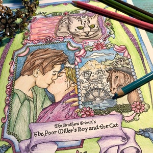 Brothers&#39; Grimm The Poor Miller’s Boy hand-drawn coloring page, digital download, pdf