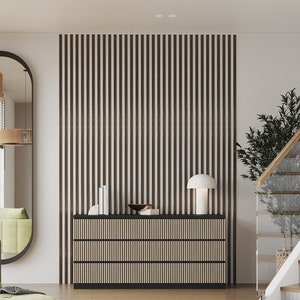 Wood wall panel, slat wall panel, wall partition, room divide, wood paneling, peel and stick, accent wall, 3d wall panel, tv wall panel,deco