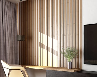 Oak Wooden Wall Slats Wide Size - 3D Wall Panels - Wooden Interior - Wood Room Creator - Wooden Wall Design - Decorative Wood Slats