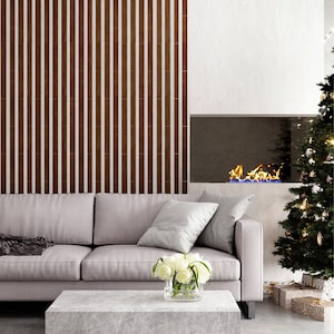 Wood slat wall panel, Wide size 50 mm, wall decor living room large, boyfriend gift christmas, christmas gift boxes, boho decor living room