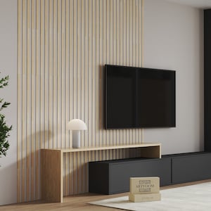 Wood slat wall panel, 3 cm wide, room divider, wall panel kit, apartment decor, accent wall design, decor living room, wood partition