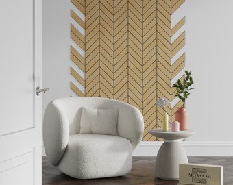 Oak Veneer Chevron Wall Panels – 3D Geometric Wood Art