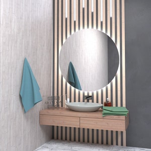 Listelli da parete in legno di quercia, dimensioni strette - Pannelli da parete 3D - Listelli in legno - Decorazioni in legno - Interni della stanza - Pannelli decorativi in legno - Listelli da parete in legno