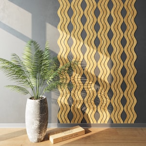 Wooden wave wall panel is a new and playful design for the accent wall of your home. The structures are combined in a continuous wave flow, vertically and horizontally.