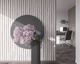 White Bamboo Panels - Bamboo Wall - Wall Slats - Wooden Wall Decor - Home Decor - Wall Art - Wall Japanese Style - Wood Design - Interior