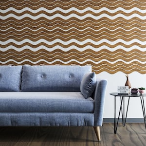 Wavy Wood Wall Panel, Wavy Wood Slat, Wooden Interior, Decorative Wood Slats, Easy Installation, Living room Decor, 7