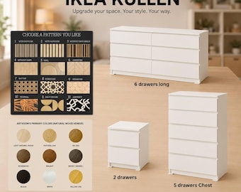 Furniture Drawer Overlay, Ikea Kullen Overlay, Set of Decorative