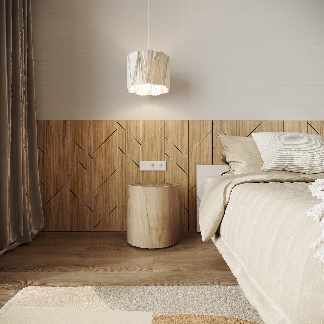 Geometric Headboard Wall Decal - Overlapping Squares Art For Bedroom Wall (Dark Brown, Twin)