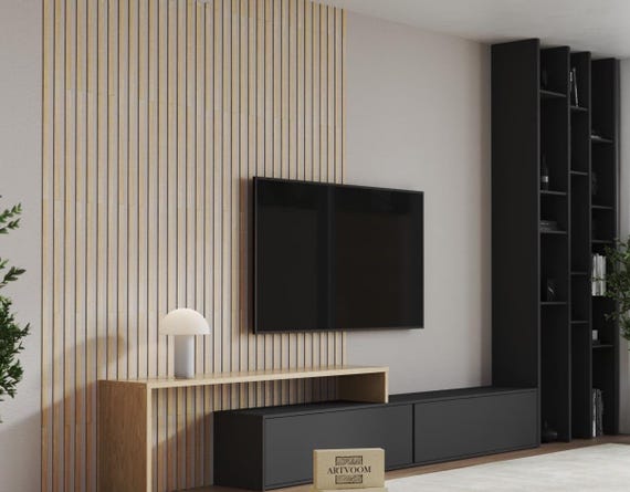 Oak Wood Slat Wall Panel – 3D Accent Wall, Easy Install