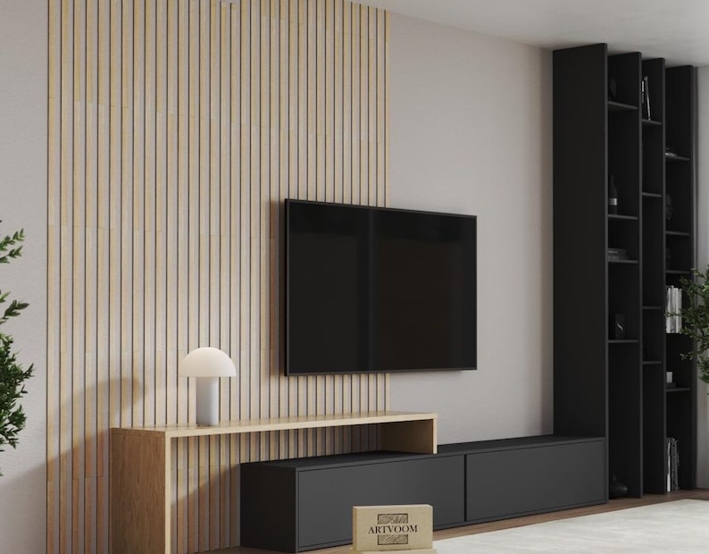 Oak Wood Slat Wall Panel – 3D Accent Wall, Easy Install image 1