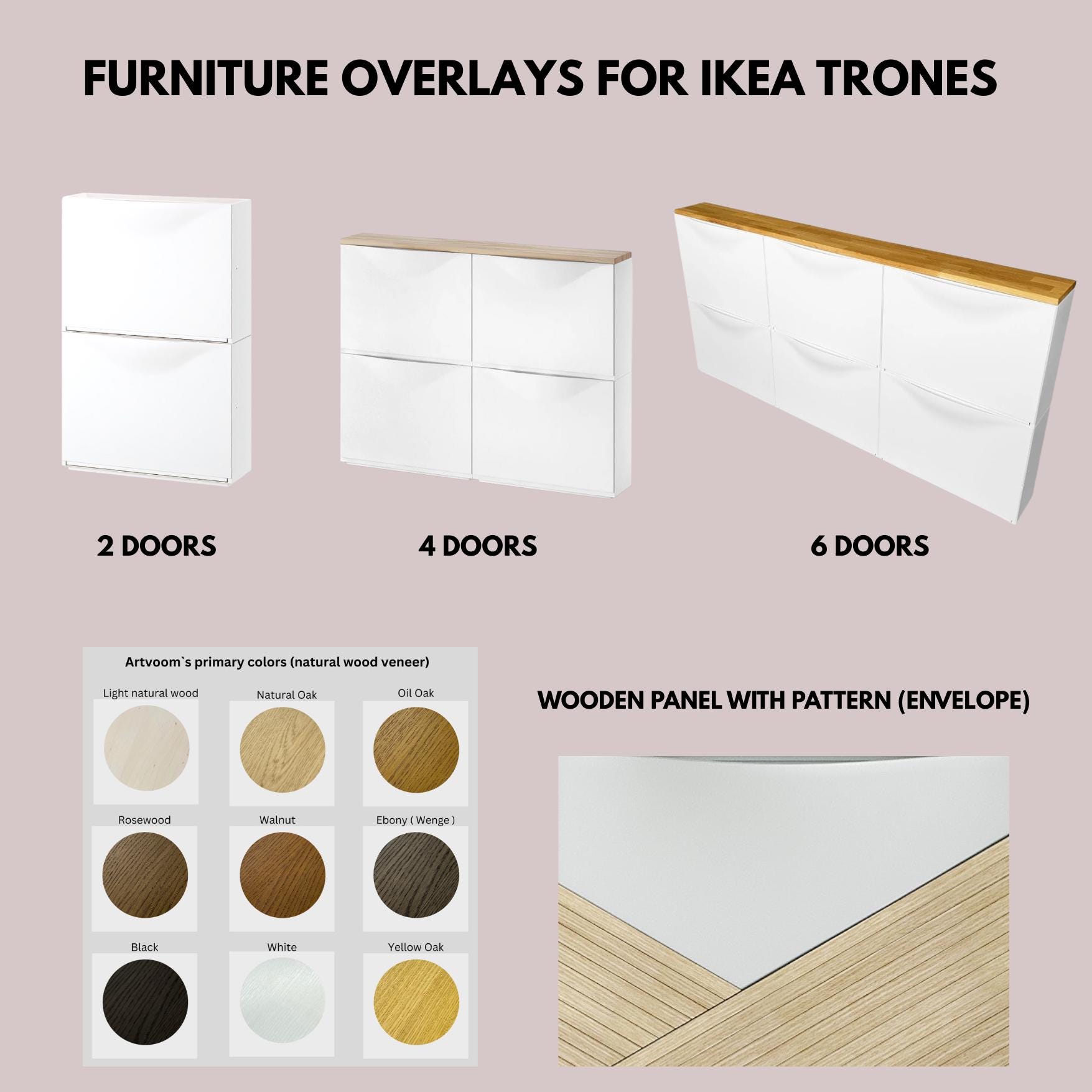 IKEA Trones Door Panels, Wooden Overlays for Shoe Cabinet, Modern