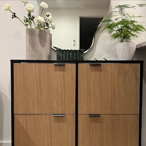 Furniture overlay for Hemnes and Stall Shoes cabinet on 4 doors compartments, ikea hemne overlay, slat panel, set of decorative wooden slats