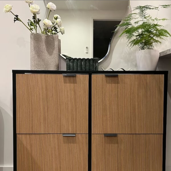 Furniture overlay for Hemnes and Stall Shoes cabinet on 4 doors compartments, ikea hemne overlay, slat panel, set of decorative wooden slats