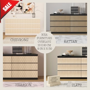 Wooden dresser overlays with chevron or herringbone pattern for IKEA® malm  furniture