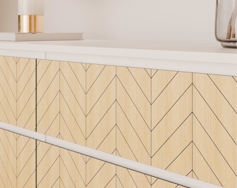 Malm dresser overlay, Chevron wood pattern, Furniture drawer wooden decal, herringbone decor, ikea hack, meubels stickers ,malm kommode