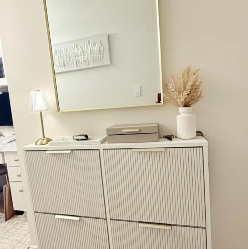 Geüpcycled meubilair ikea hemne overlay, lattenpaneel, set decoratieve houten latten 1 cm breed, hemnes dressoir, houten meubelapplicaties afbeelding 15