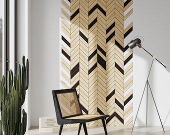 Chevron wood panel, stained wood chevron, herringbone wood planks,wood wall slats panel,modern wall panels,chevron cut wood,chevron wall art