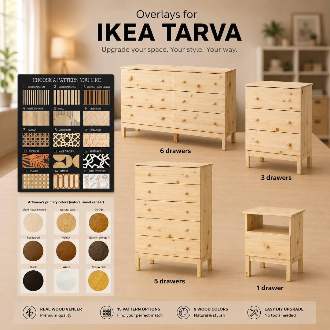 Ikea Tarva Dresser Overlay, Wooden Decorating Overlays, Ikea Tarva