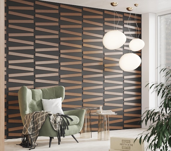 Wooden Wall Slats - Wide size - Self-Adhesive Peel and Stick Wall Panels - 3D Wall Panels - Aesthetic Room Decor - Guest Bedroom Wall Decor
