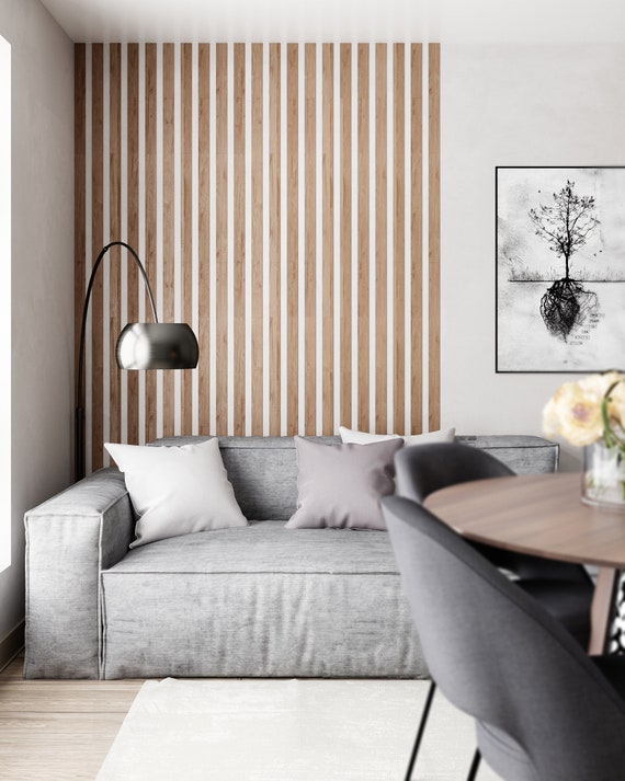 Oak Wooden Wall Slats Wide Size 3D Wall Panels Wooden Interior