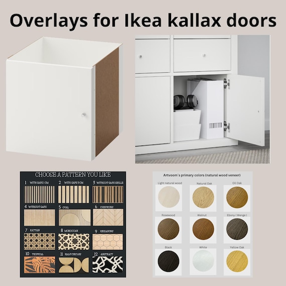 Panels for Kallax Door, Furniture Overlay, Wooden Sticker for Ikea